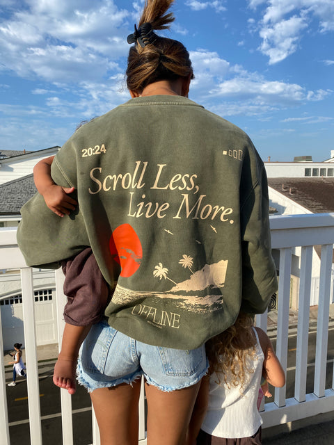 Scroll Less, Live More Crewneck - Beach