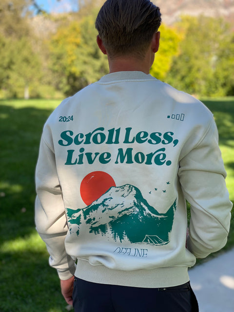 Scroll Less, Live More Crewneck - Mountain