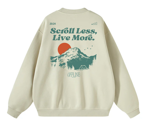 Scroll Less, Live More Crewneck - Mountain